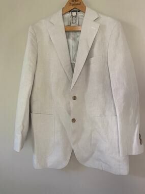 Suitsupply Linen Cotton Beige Blazer Mens Tessuti Sondrio Italy Fabric 46 R (56)